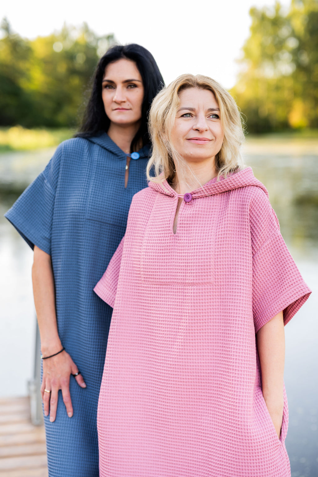 Short-Sleeve Surf Poncho - Cotton Waffle