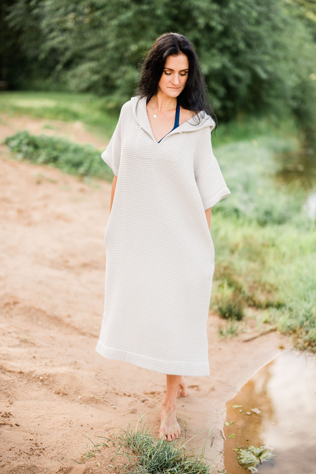 Short-Sleeve Surf Poncho - Cotton Waffle