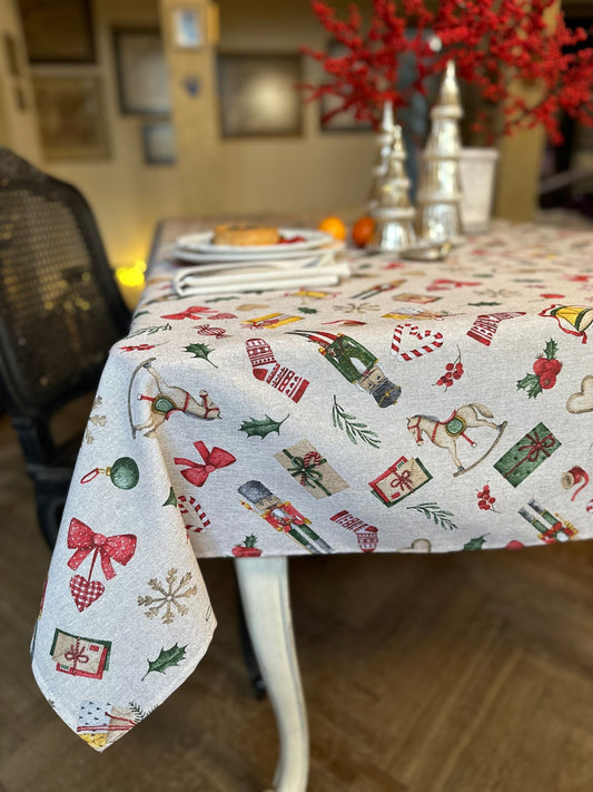 Festive Motive Christmas Story Rectangular Tablecloth