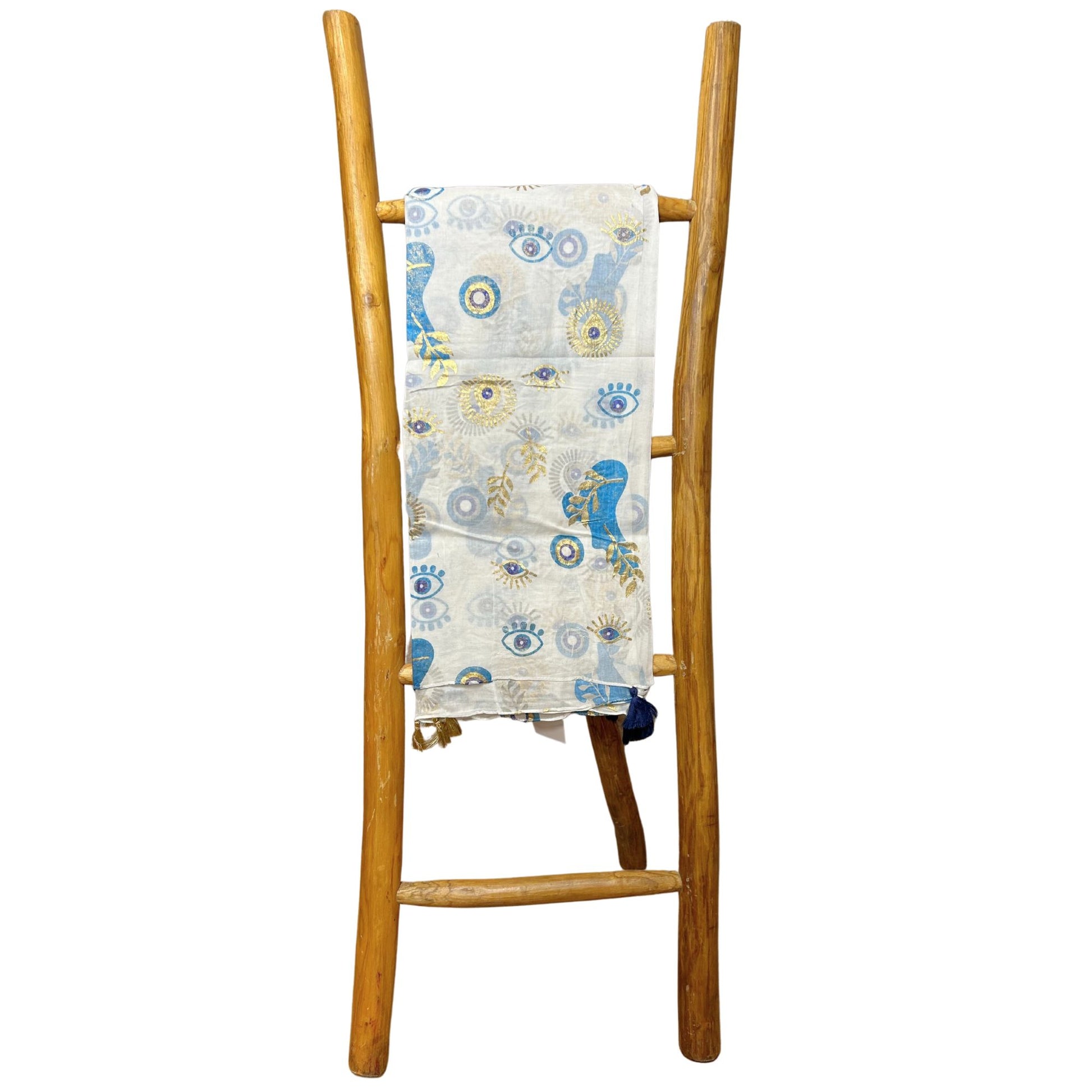 Nomad Sari On the Med Collection - Pario - White , Blue & Gold Evil Eye Design