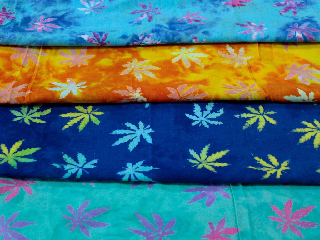 Bali Blocktryck Sarong - Tropiska löv (4 blandade färger)
