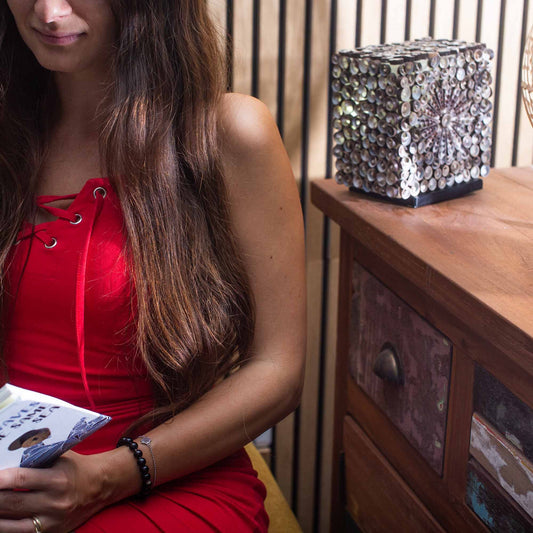 Boho Snäckskallampa - Choklad Twist, Fyrkantig - 15cm