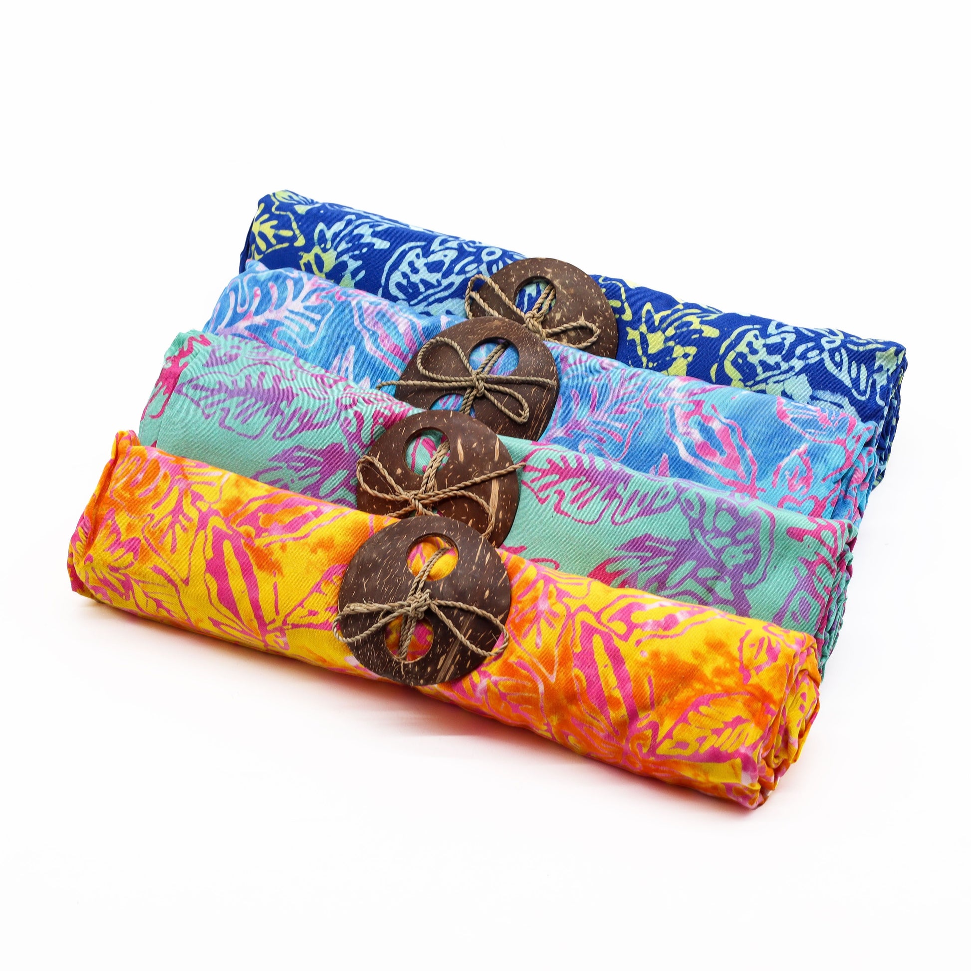 Bali Blocktryck Sarong - Tropiska löv (4 blandade färger)