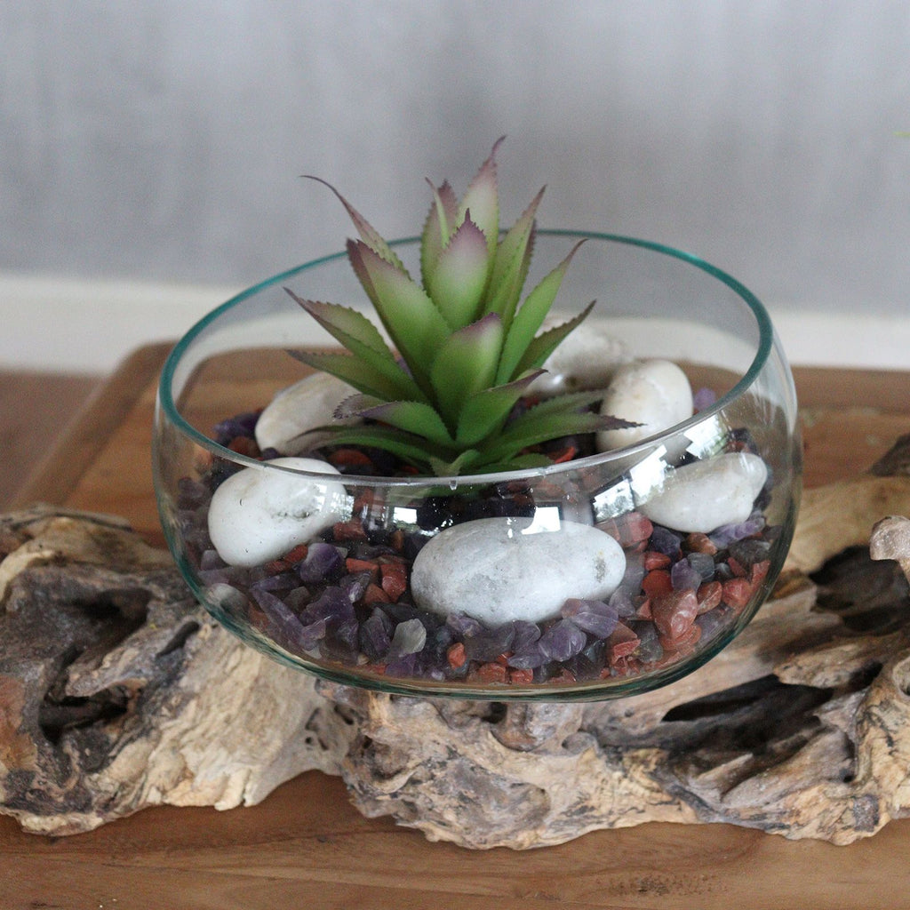 Vas/Kruka/skål - Smält glas på extra stort dubbelstativ - 70cm