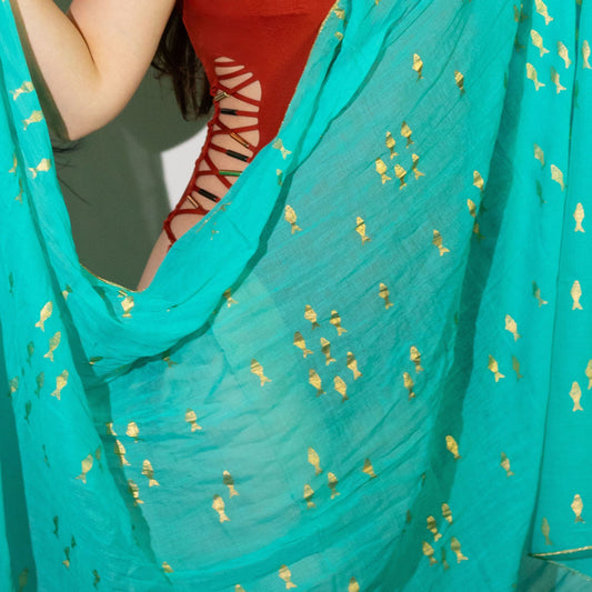 Nomad Sari On the Med Collection - Pario - Turkos & guld fiskdesign