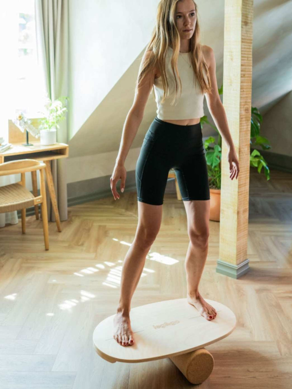 Round Balance Board With Exercise Roll - Side Logo