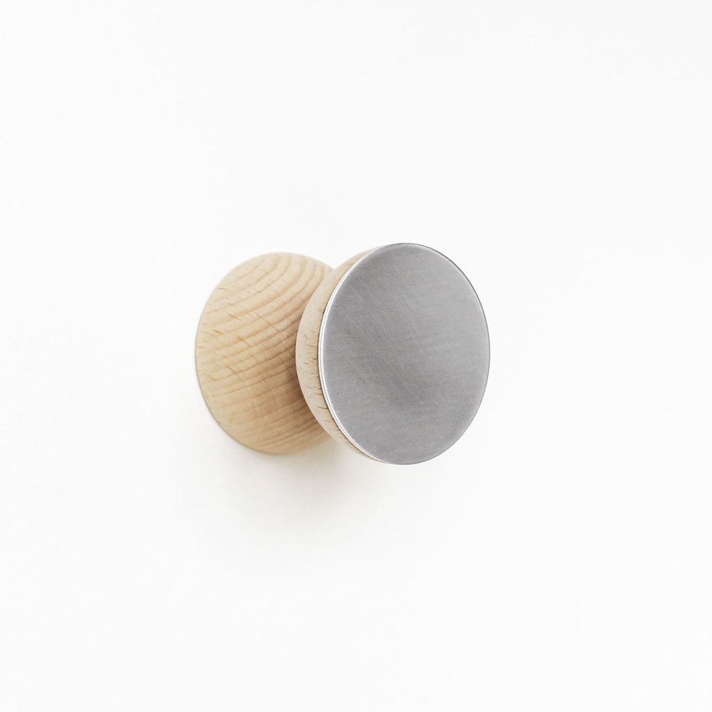 Beech Wood & Aluminium Wall Hook / Knob