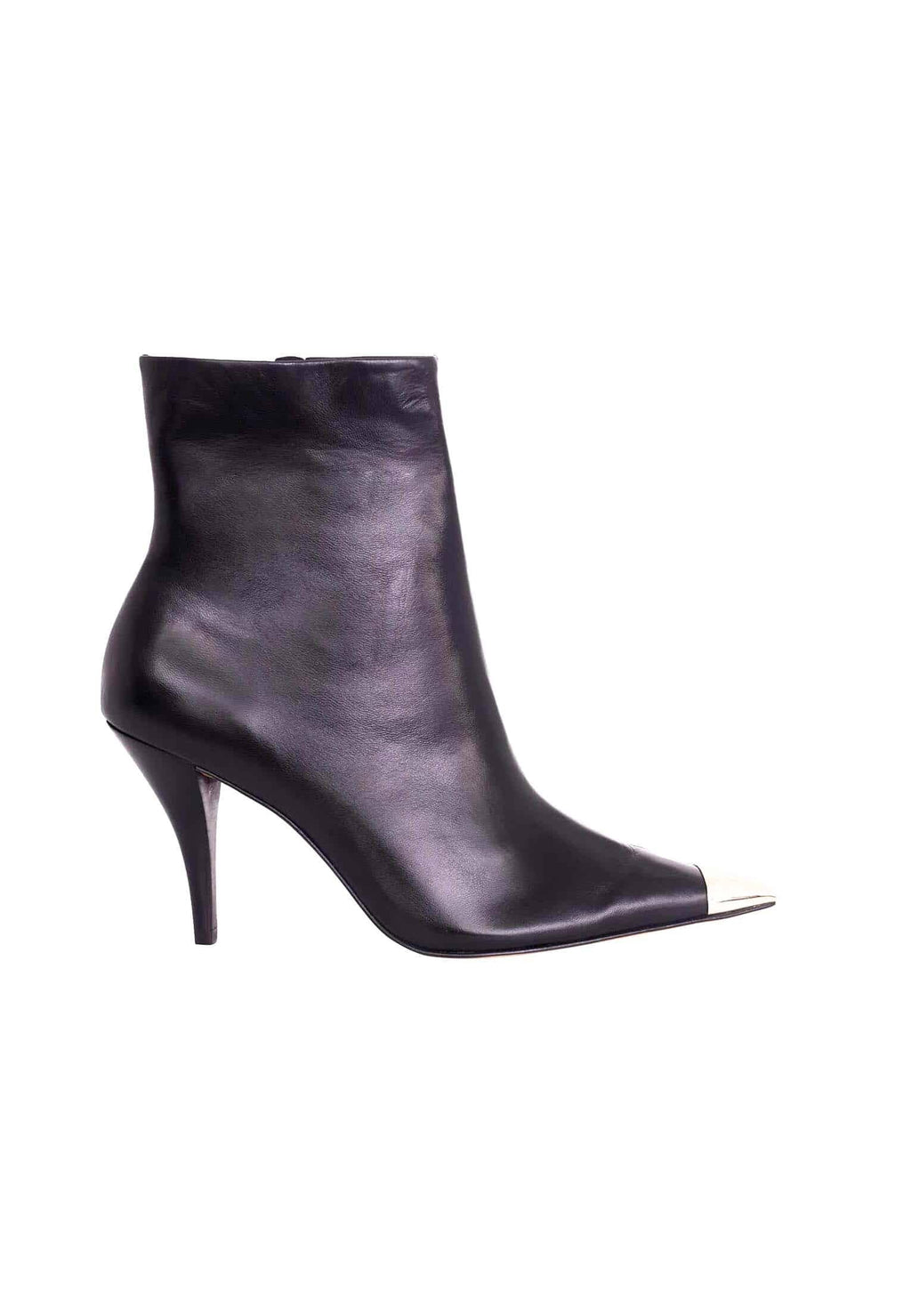 Black Calf Leather Ankle Boots Inga – 8.7cm Heeled Pointed-Toe