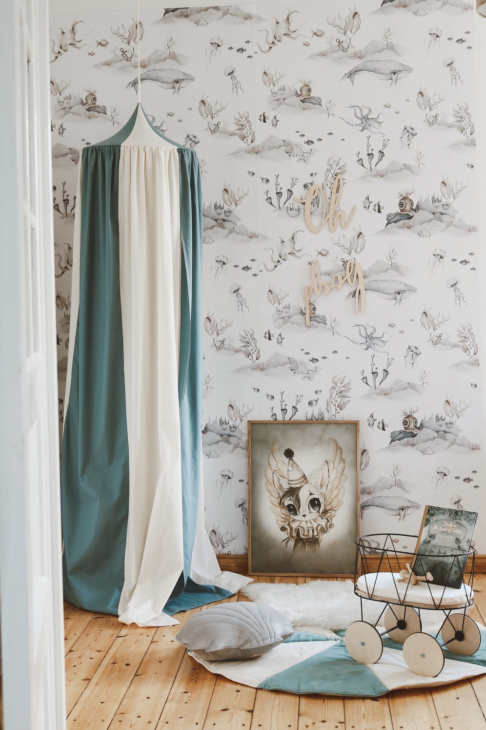 Organic Cotton and Linen Canopy - Blue Circus