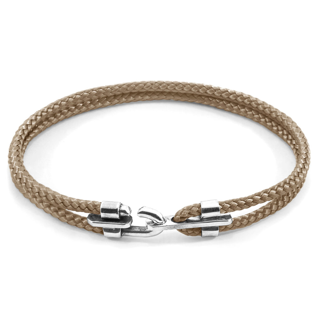 Canterbury Silver and Rope Bracelet - Sand Brown