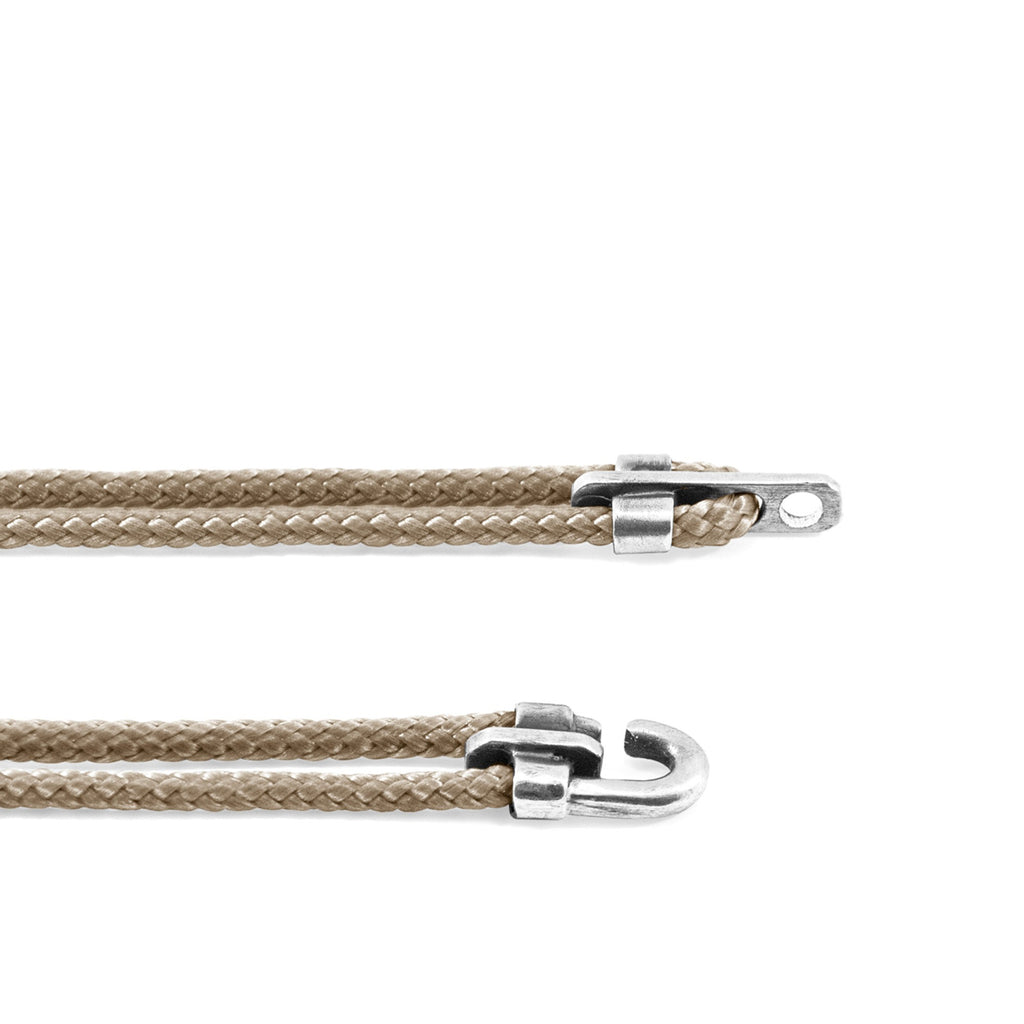 Canterbury Silver and Rope Bracelet - Sand Brown