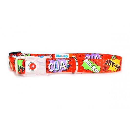 Collar With LED Plastic Buckle - Red Graffiti