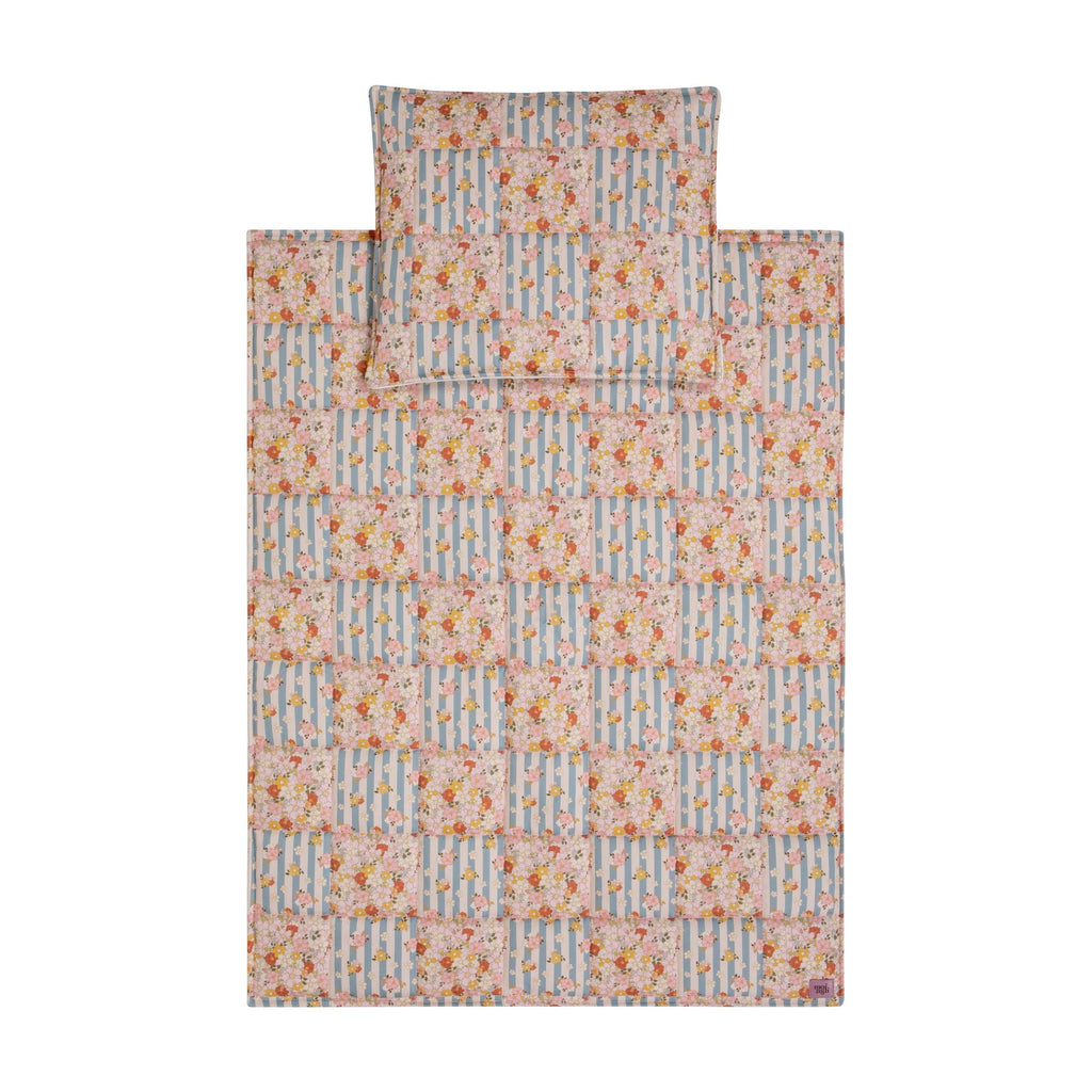 Cotton Quilted Patchwork Blanket + Pillow Set Small - Summer Garden