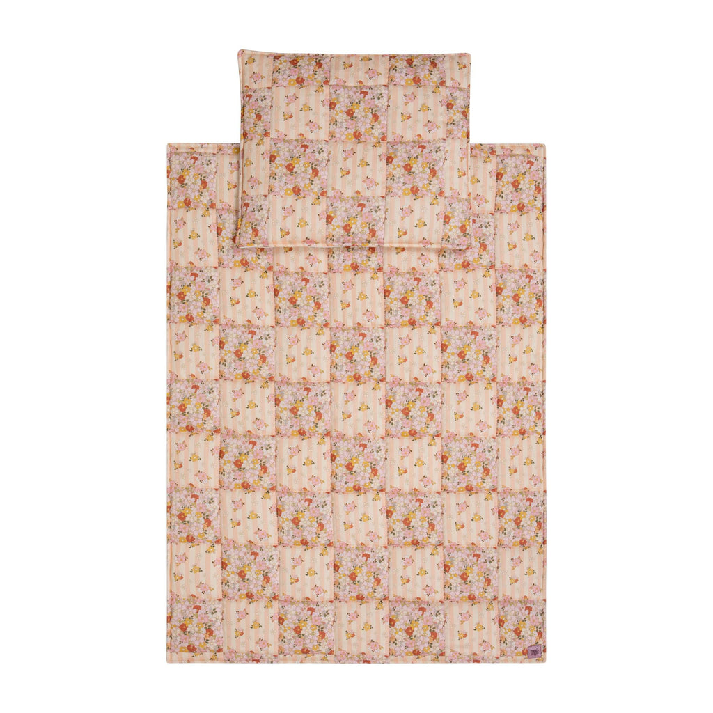 Cotton Quilted Patchwork Blanket + Pillow Set Large - Spring Garden