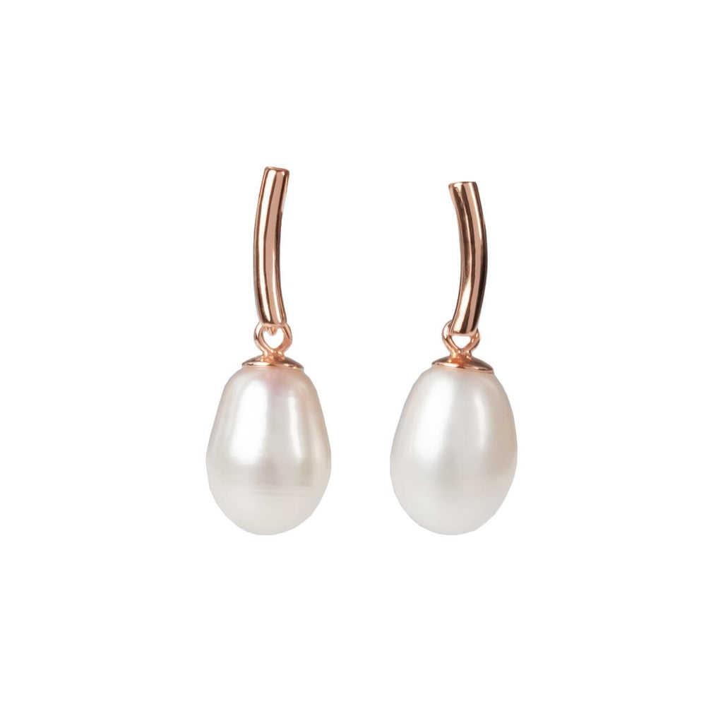DayCharm Pearl Drop Earrings - Rose Gold and Silver