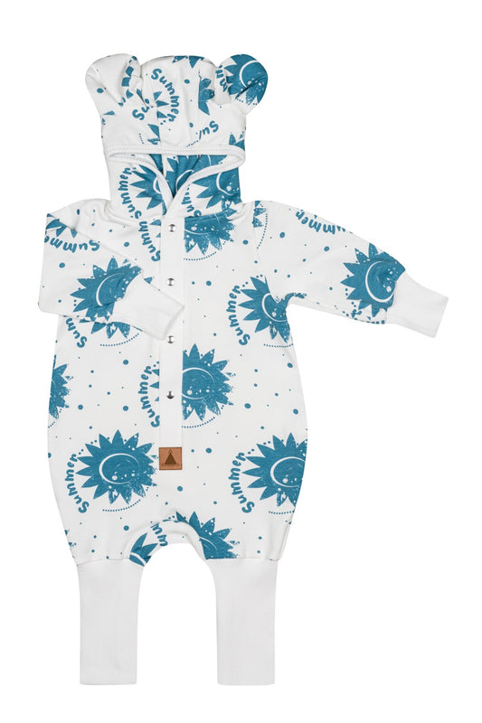 Eared Jumpsuit for Babies and Kids - Ecru Suns