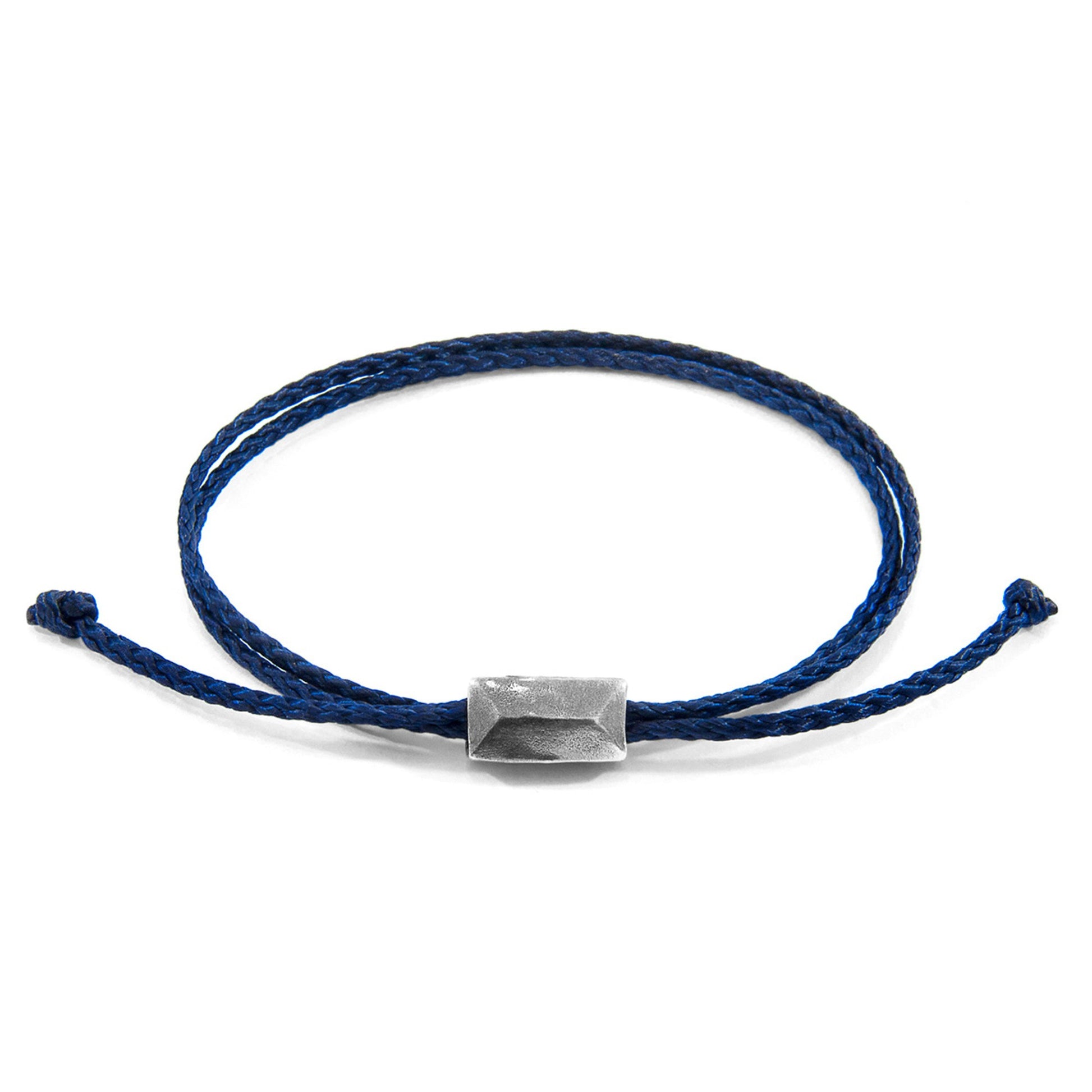 Edward Silver and Rope SKINNY Bracelet - Navy Blue