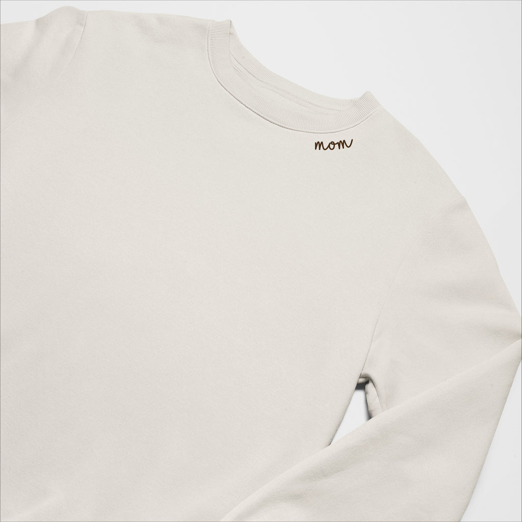 Embroidered Collar Organic Cotton Sweatshirt "Mom"