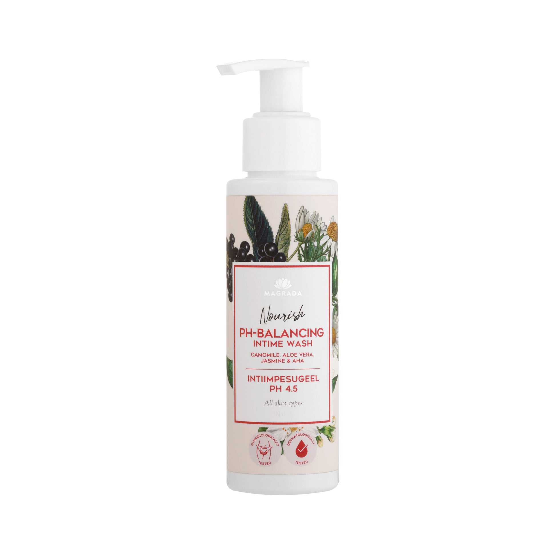 Intimate Wash Gel with Chamomile, Aloe, and AHA, pH 4.5