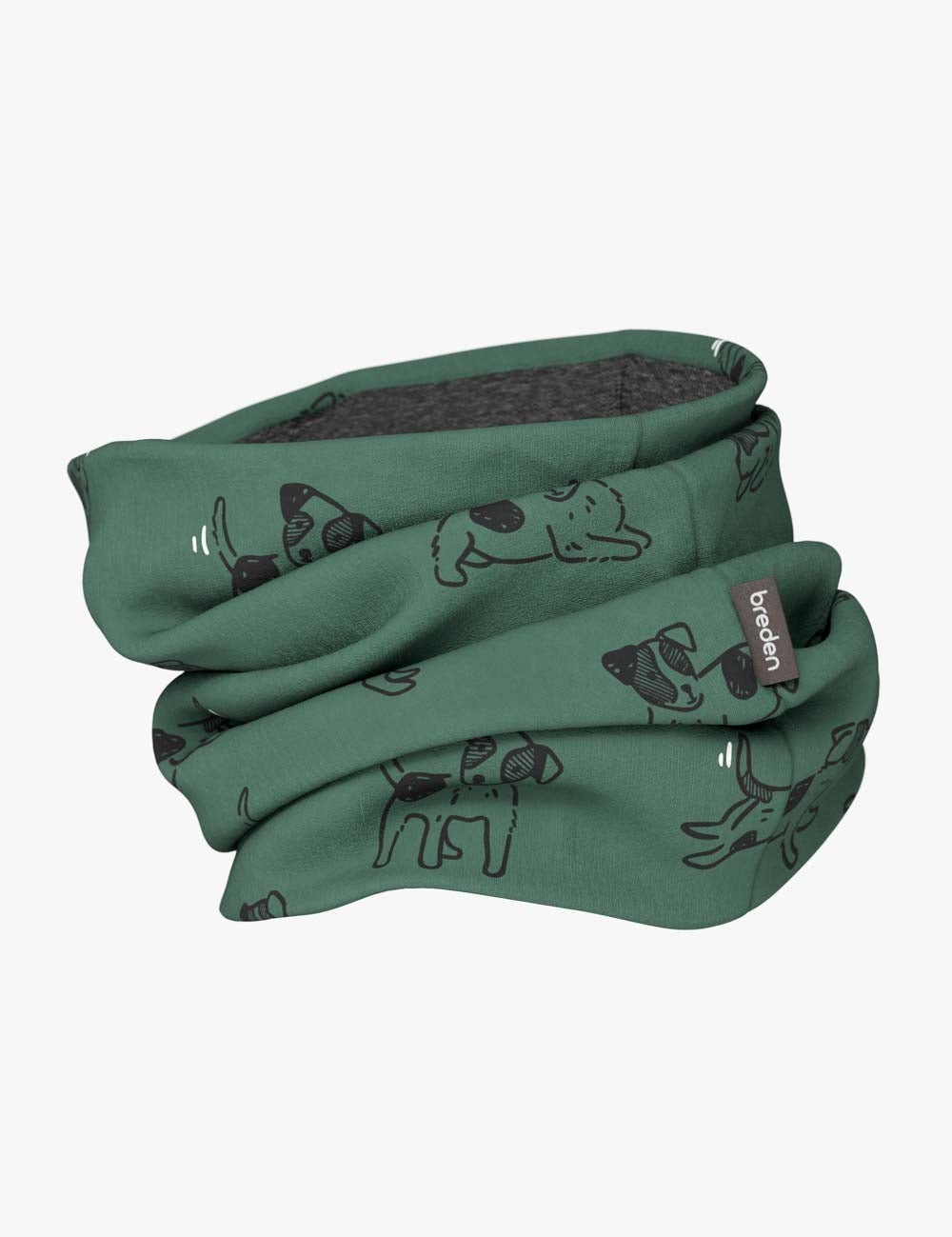 Kids Merino Neck Tube MOKKA - Green Dogs