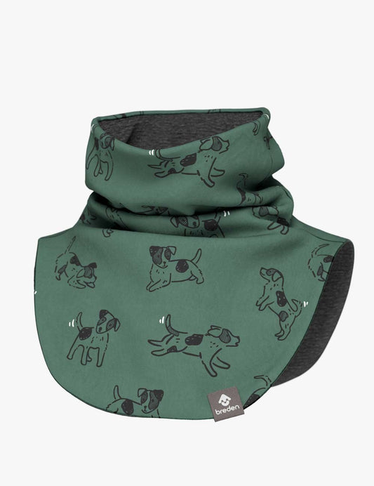 Kids Merino Neck Warmer MIKEL - Green Dogs