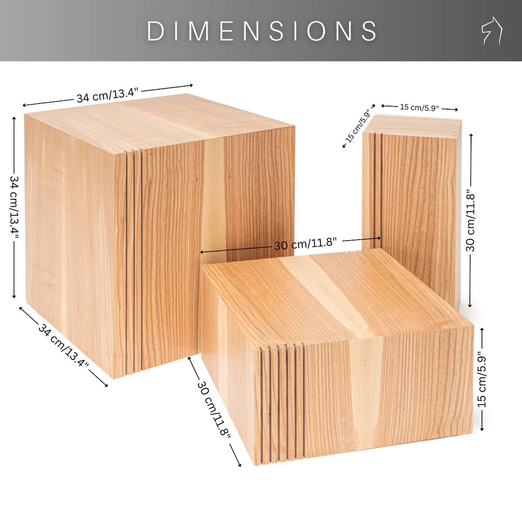 Floor Planter Podium Wooden Cubes (Set of 3)