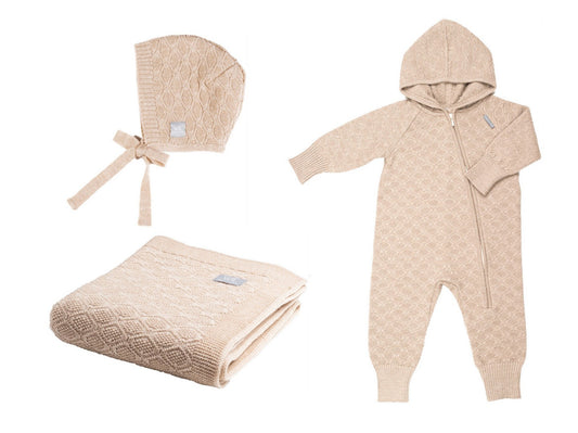 HAPPINESS Gift Set For Baby - Blanket, Romper and Bonnet