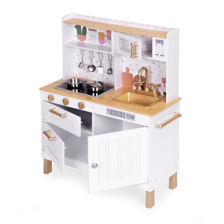 Large Wooden Play Kitchen with Sounds and LED