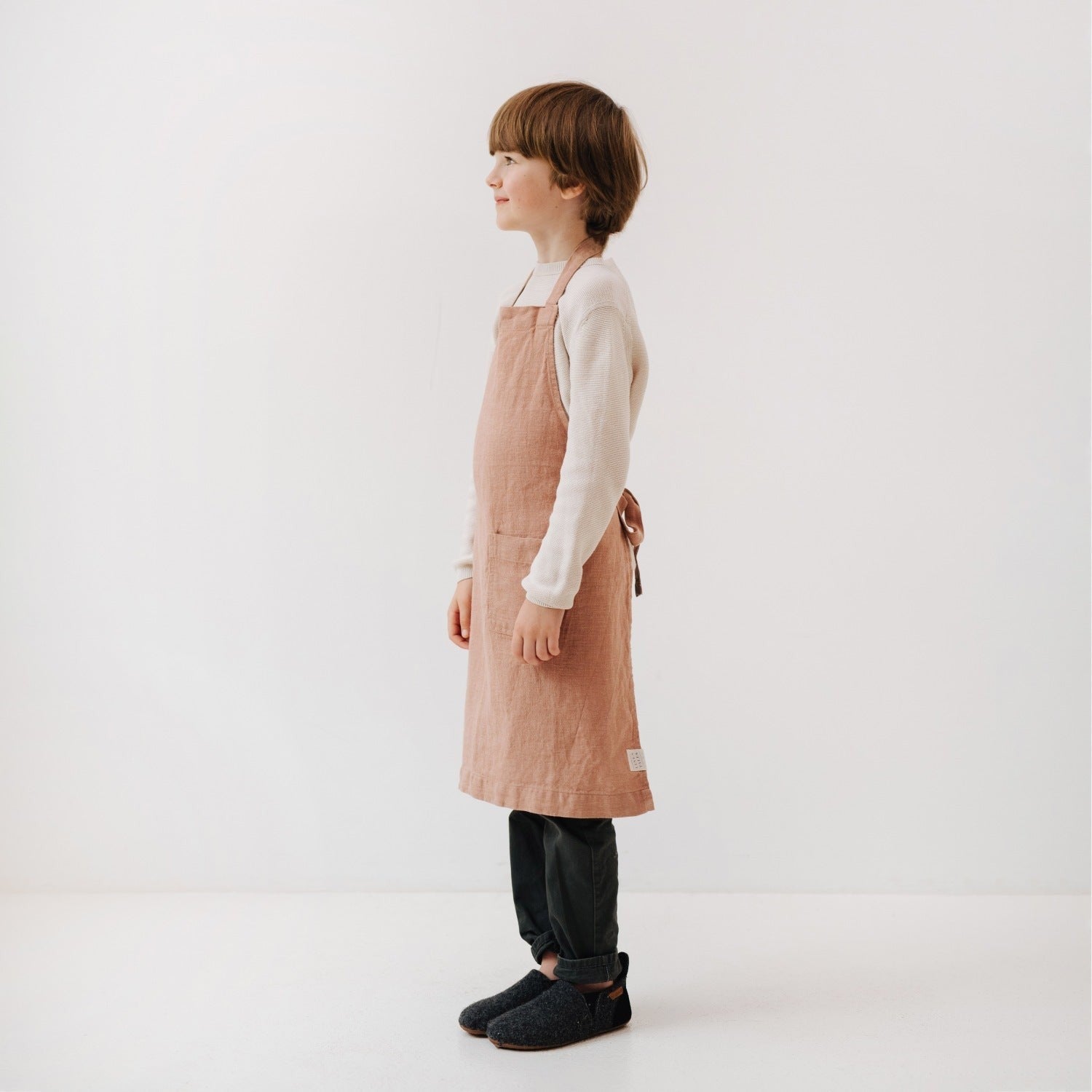 Linen Daily Apron for Kids - Cafe Creme