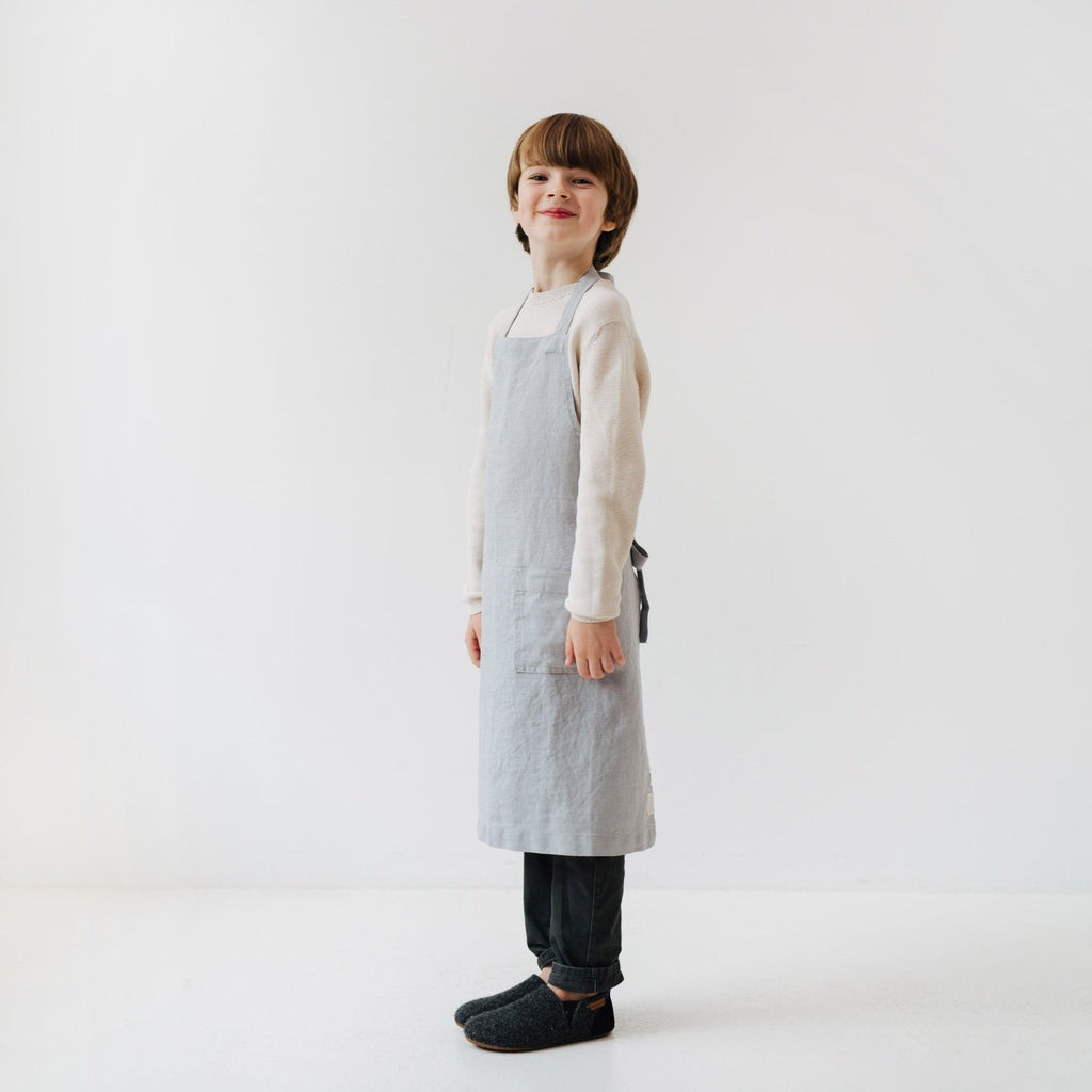 Linen Daily Apron for Kids - Light Grey