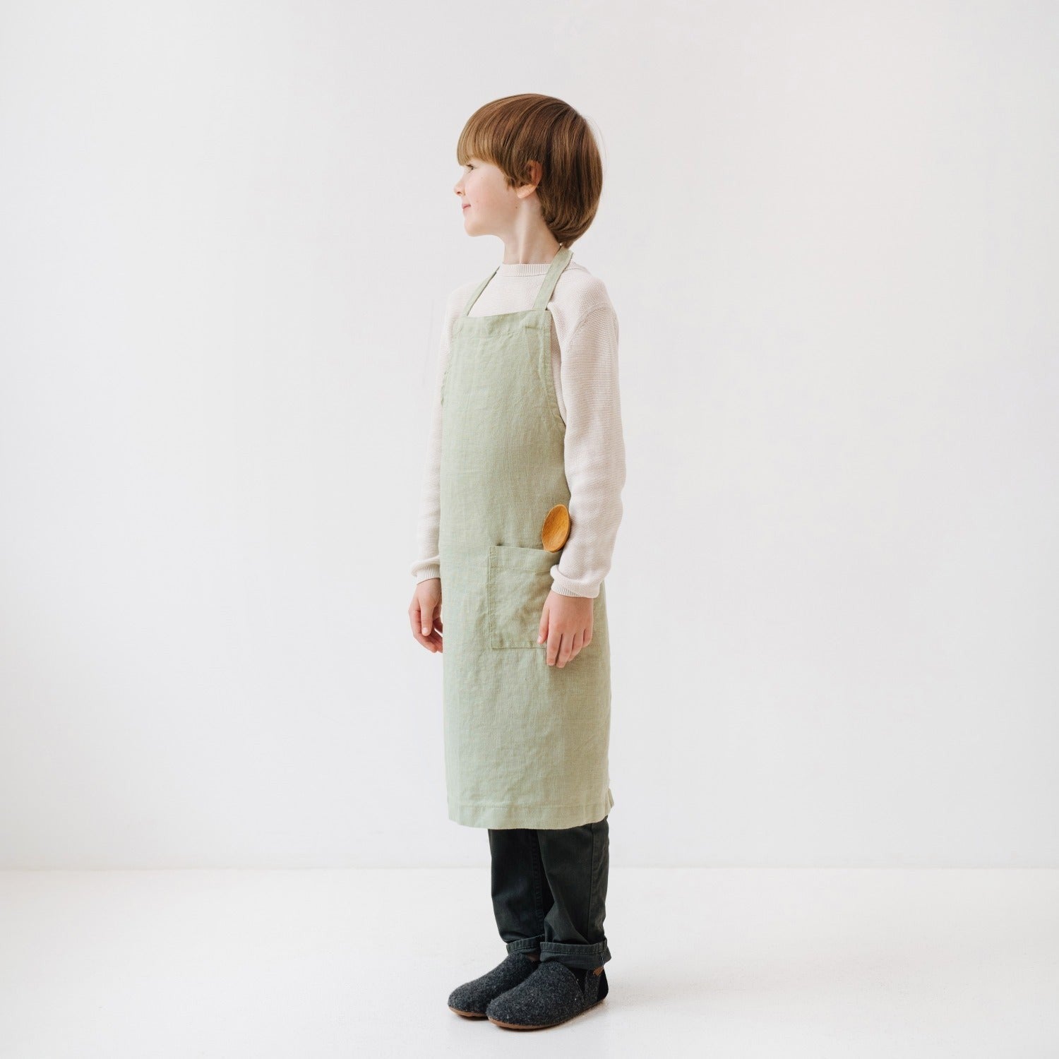 Linen Daily Apron for Kids - Sage