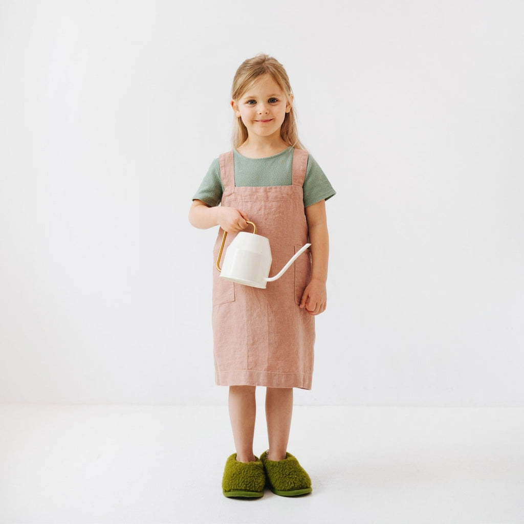Linen Pinafore Apron for Kids - Cafe Creme