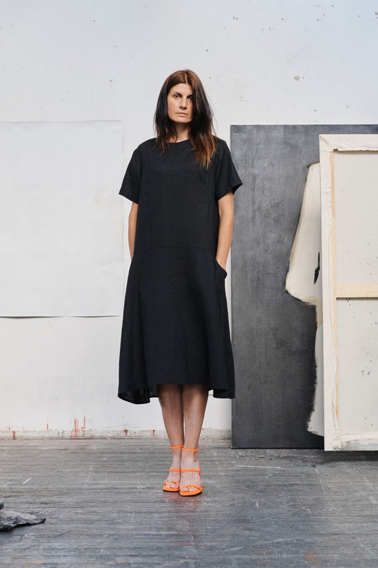 Linen Speedwell Dress - Black