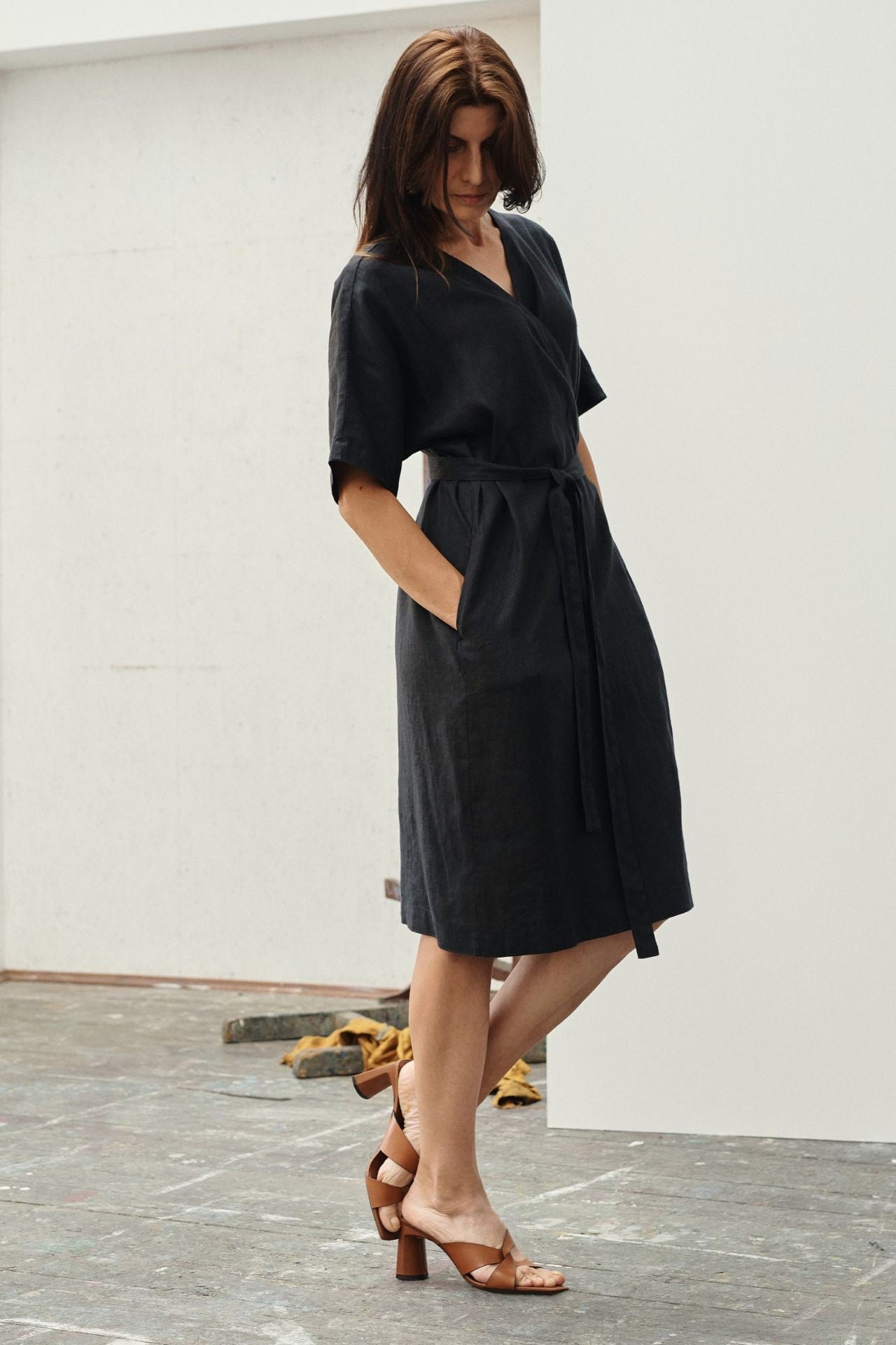 Linen Vine Dress - Black