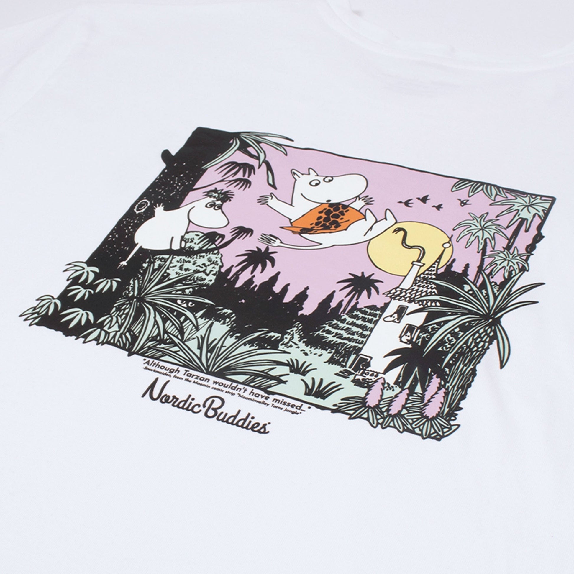 Moomintroll Jungle Heavy Unisex T-shirt - White - Organic LifestyleMoomintroll Jungle Heavy Unisex T-shirt - WhiteMoomintroll Jungle Heavy Unisex T-shirt - WhiteMoomin by NordicBuddiesOrganic LifestyleMOOMIN52F-XSXS
