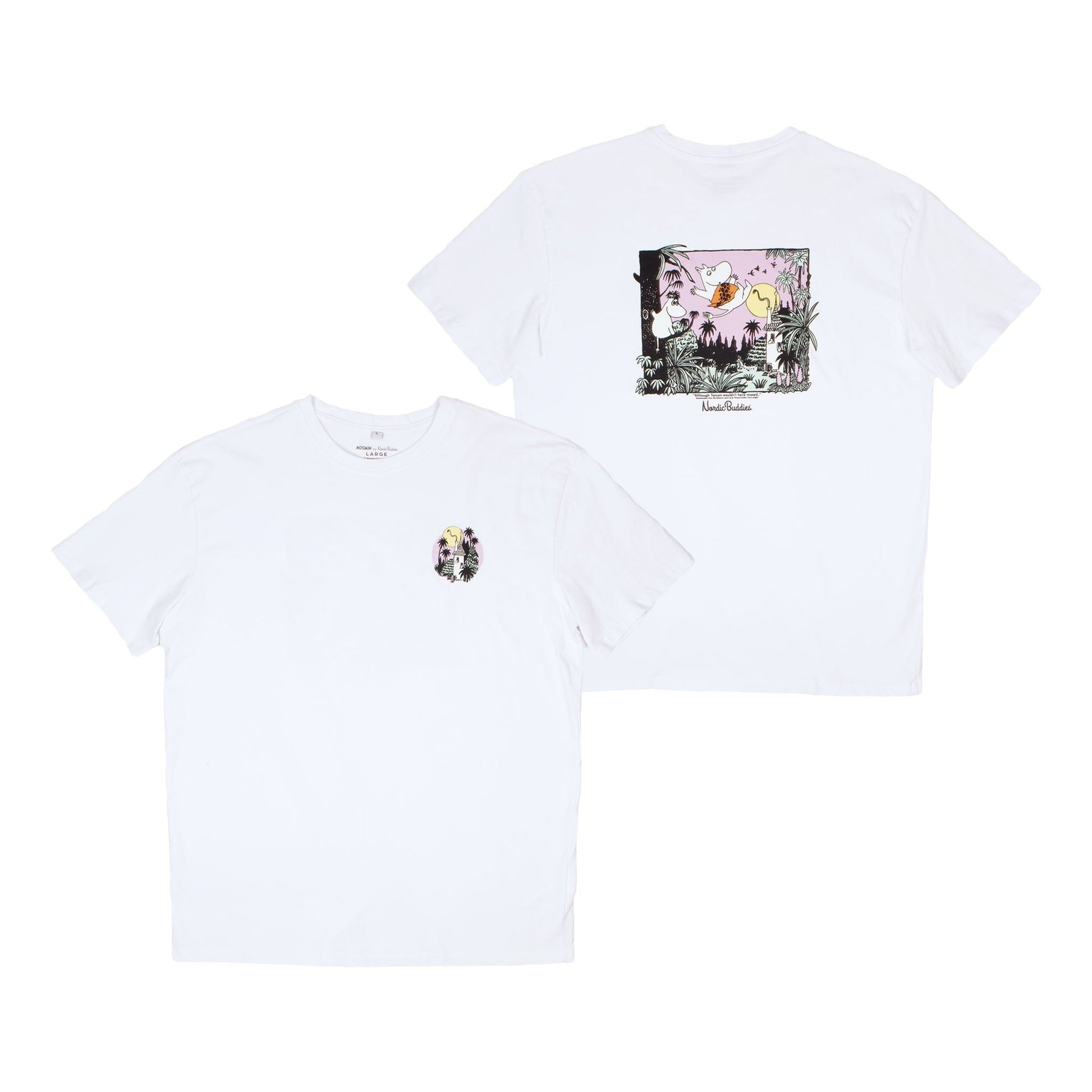 Moomintroll Jungle Heavy Unisex T-shirt - White - Organic LifestyleMoomintroll Jungle Heavy Unisex T-shirt - WhiteMoomintroll Jungle Heavy Unisex T-shirt - WhiteMoomin by NordicBuddiesOrganic LifestyleMOOMIN52F-XSXS