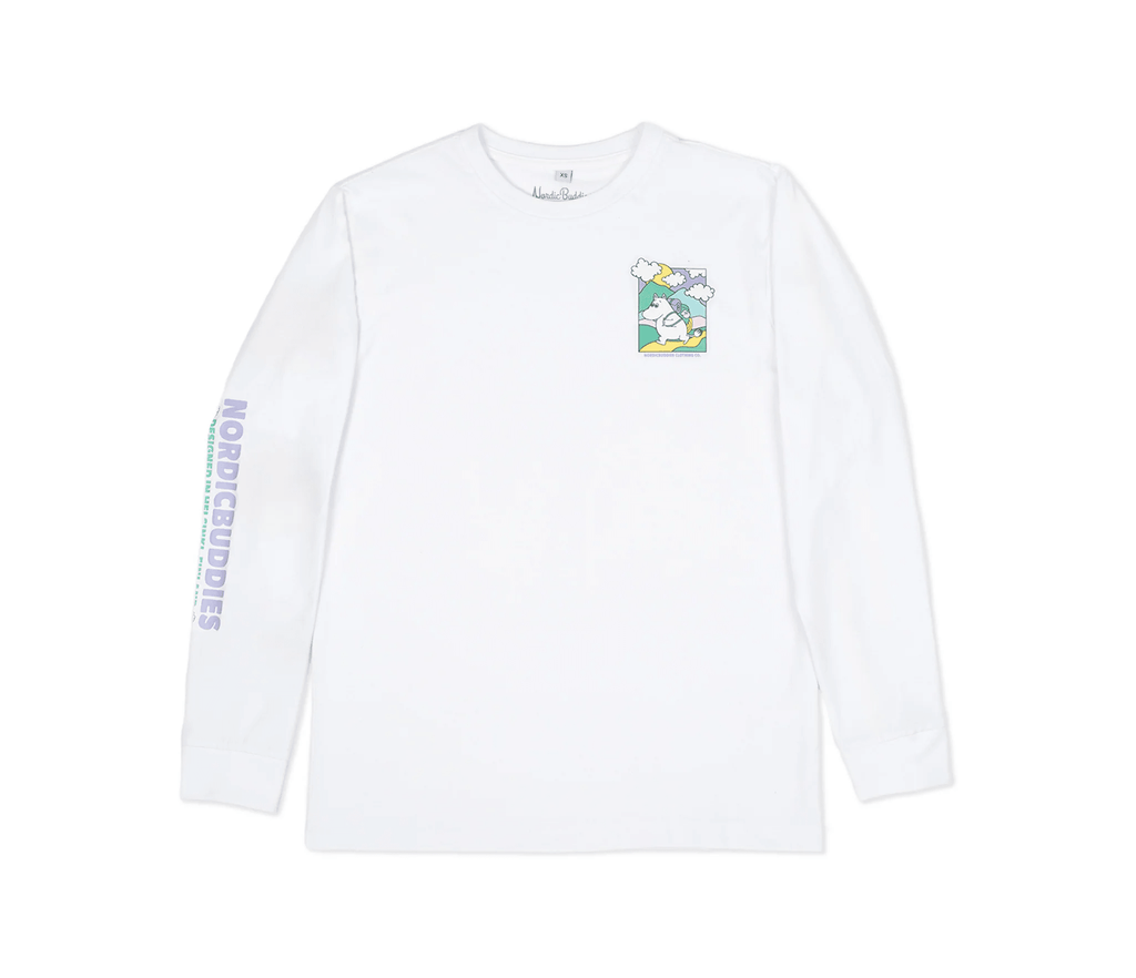 Moomintroll's Adventure Longsleeve Shirt With Cuffrib Unisex - White - Organic LifestyleMoomintroll's Adventure Longsleeve Shirt With Cuffrib Unisex - WhiteMoomintroll's Adventure Longsleeve Shirt With Cuffrib Unisex - WhiteMoomin by NordicBuddiesOrganic LifestyleMOOMIN54D-XXLXXL