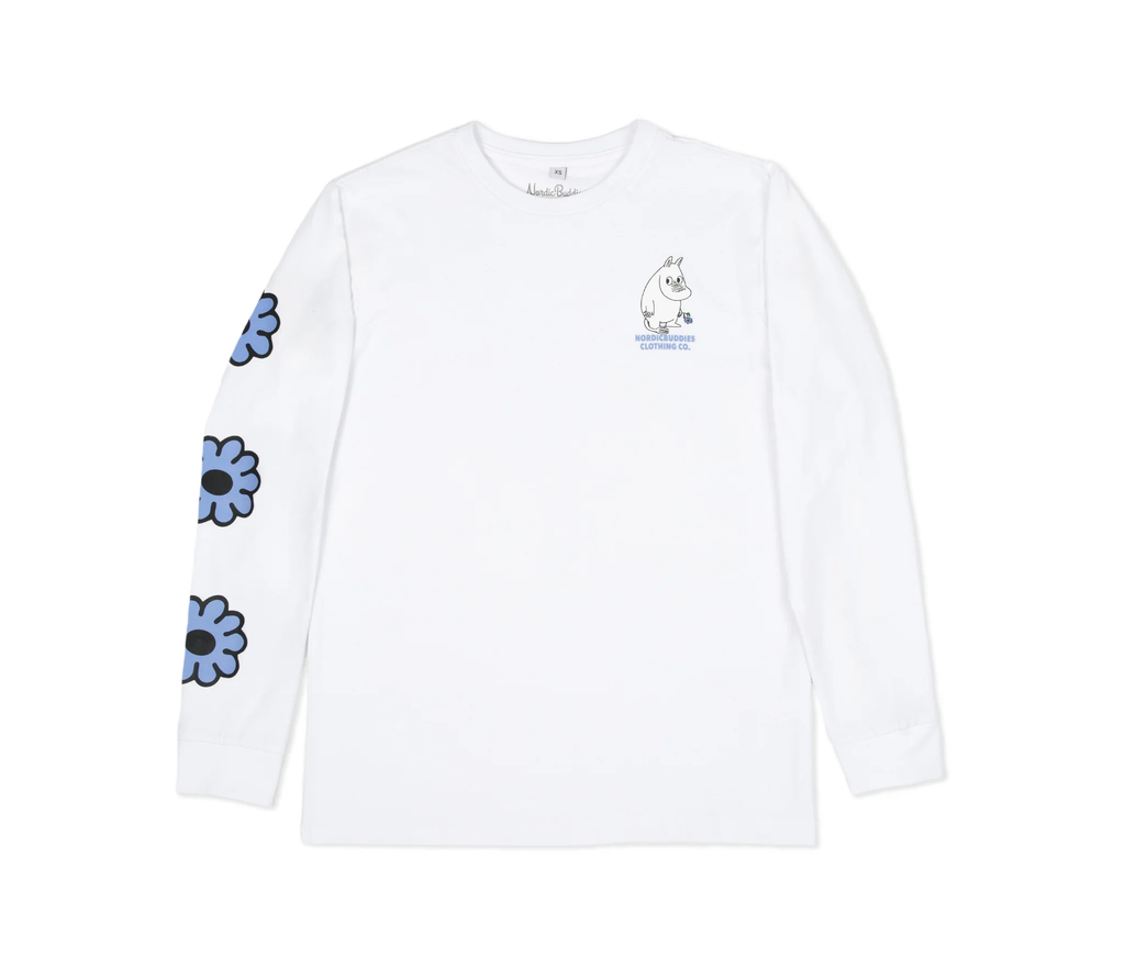 Moomintroll's Flower Longsleeve Shirt With Cuffrib Unisex - White - Organic LifestyleMoomintroll's Flower Longsleeve Shirt With Cuffrib Unisex - WhiteMoomintroll's Flower Longsleeve Shirt With Cuffrib Unisex - WhiteMoomin by NordicBuddiesOrganic LifestyleMOOMIN54B-XXLXXL