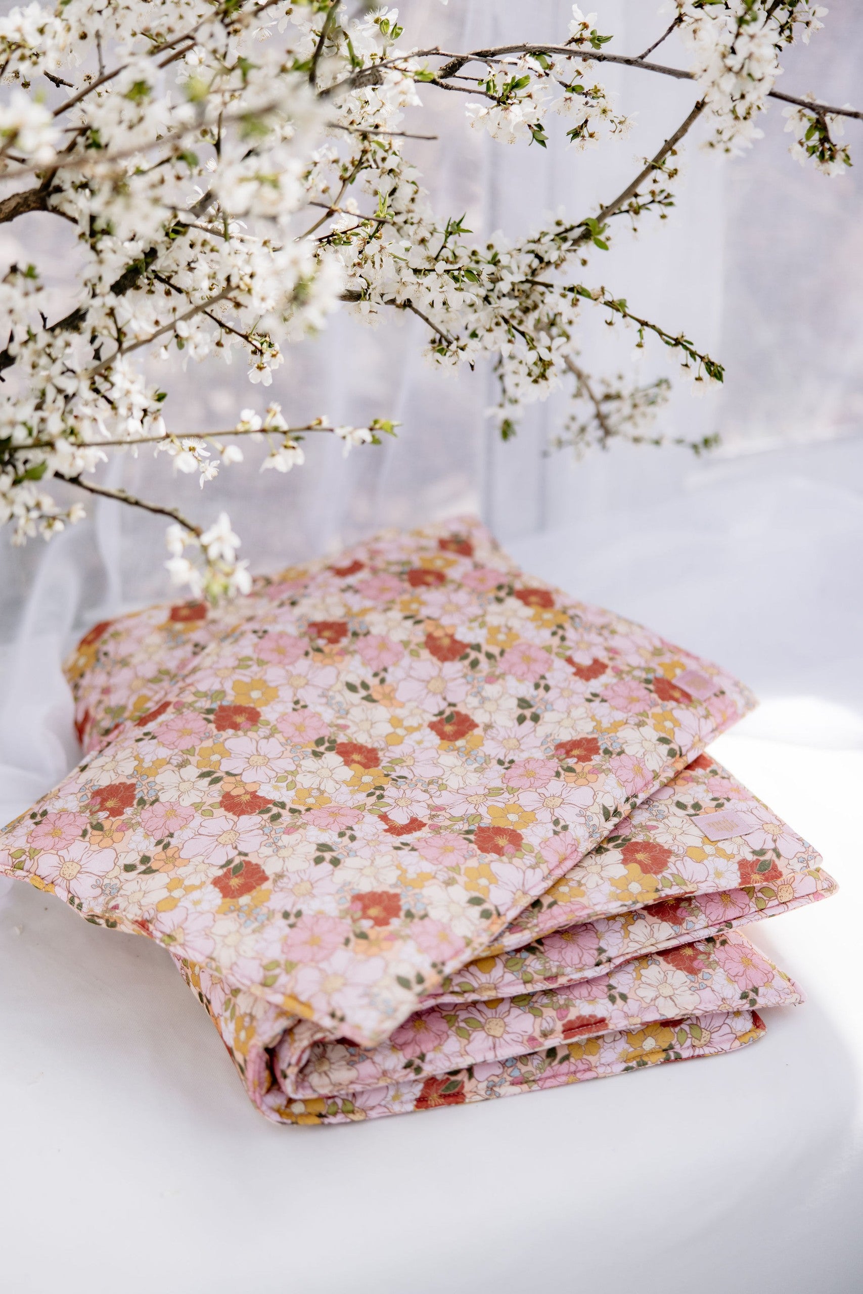 Muslin Baby Blanket + Pillow Set - Spring Garden