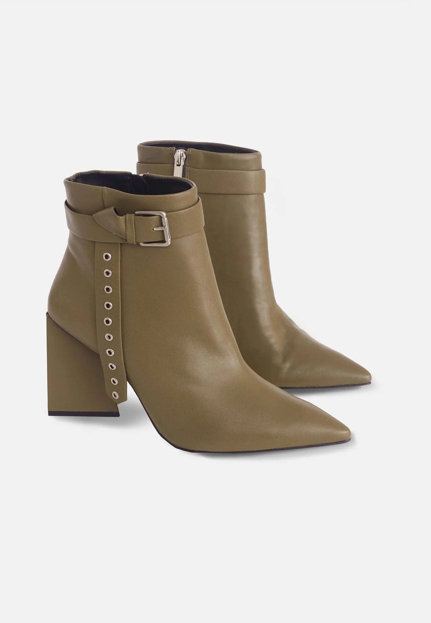 Salvia Green Leather Heeled Ankle Boots - Organic LifestyleSalvia Green Leather Heeled Ankle BootsSalvia Green Leather Heeled Ankle BootsMangará AtelierOrganic Lifestyle503CA1MMU3737
