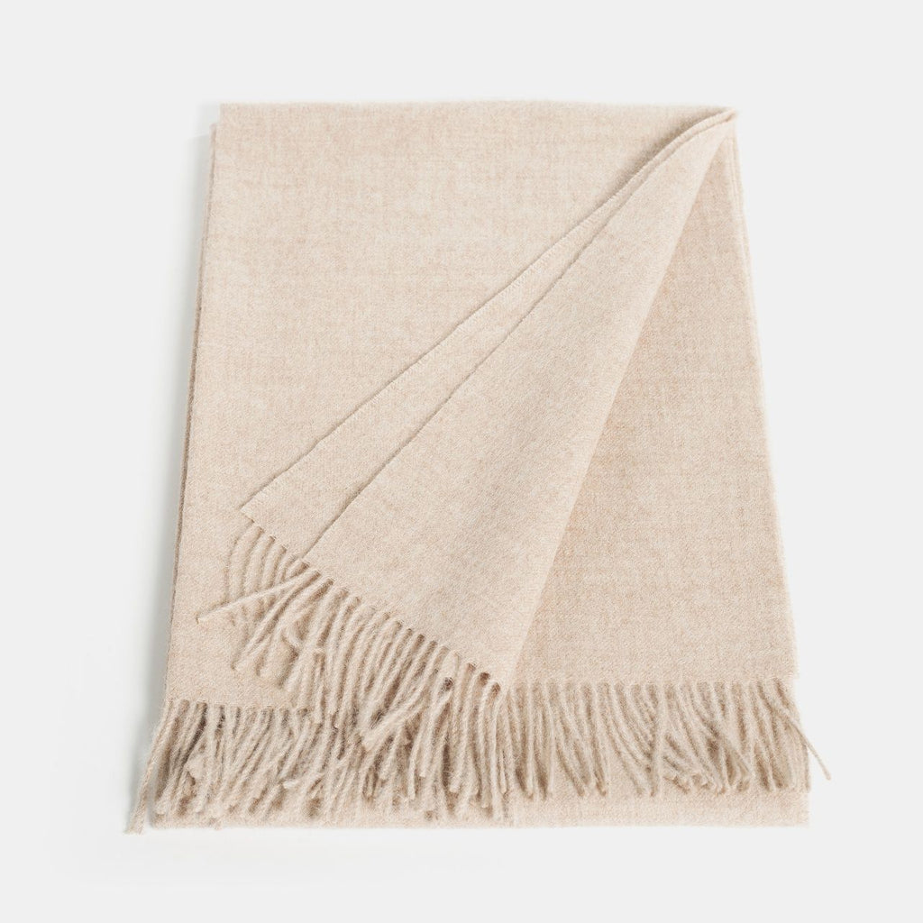 Natural Baby Alpaca Maxi-Scarf with Fringes