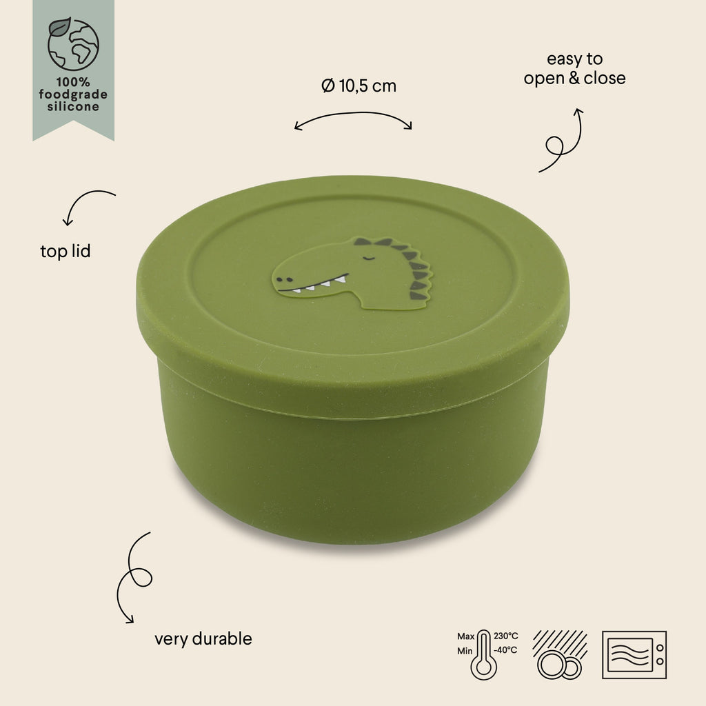 Silicone Snack Container with Lid - Mr. Dino