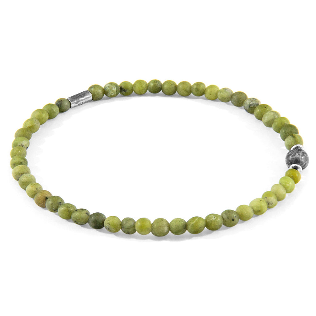 Walter Silver and Stone SKINNY Bracelet - Green Jade and Grey Jasper