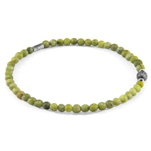 Walter Silver and Stone SKINNY Bracelet - Green Jade and Grey Jasper