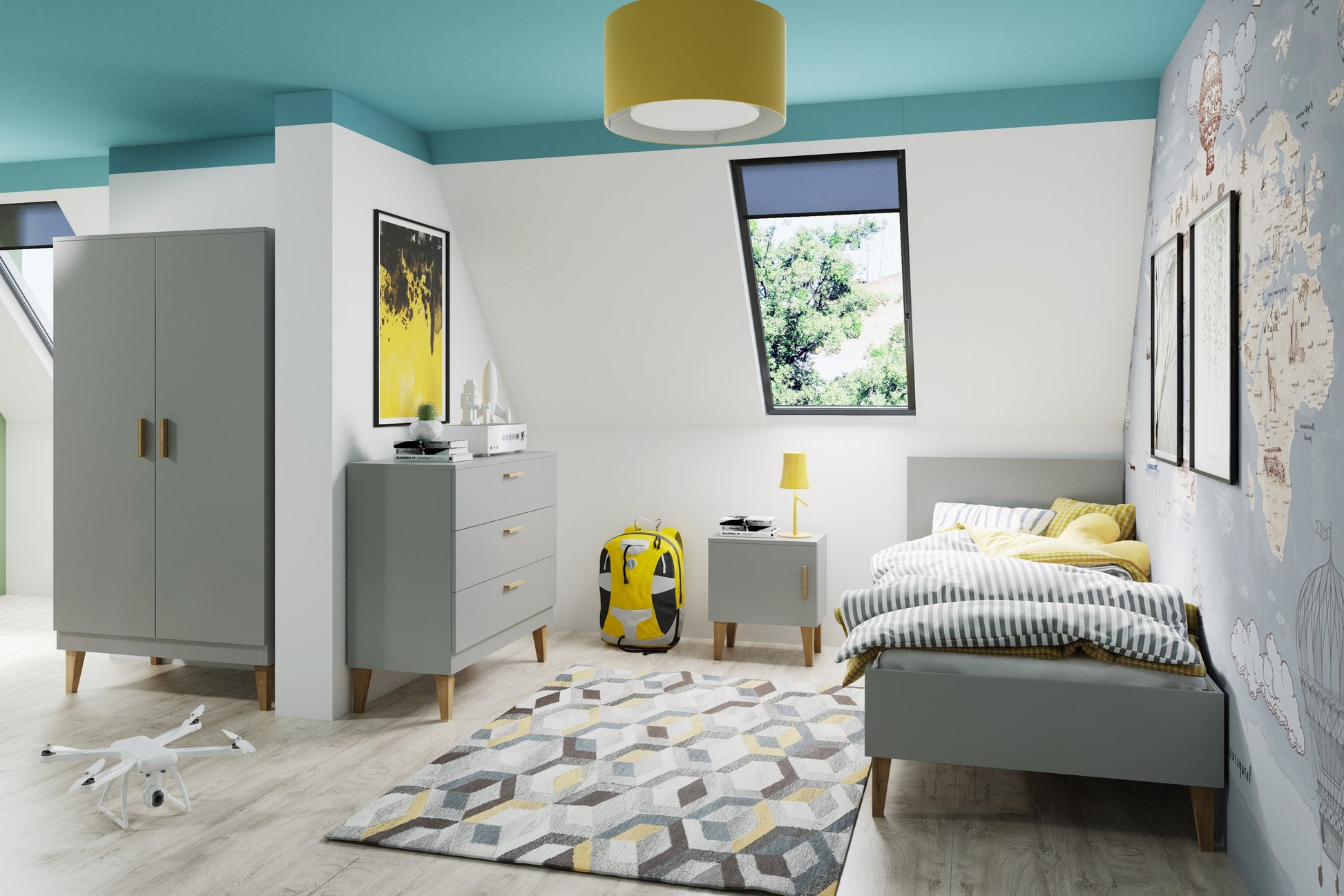 Wardrobe Kubi - Grey