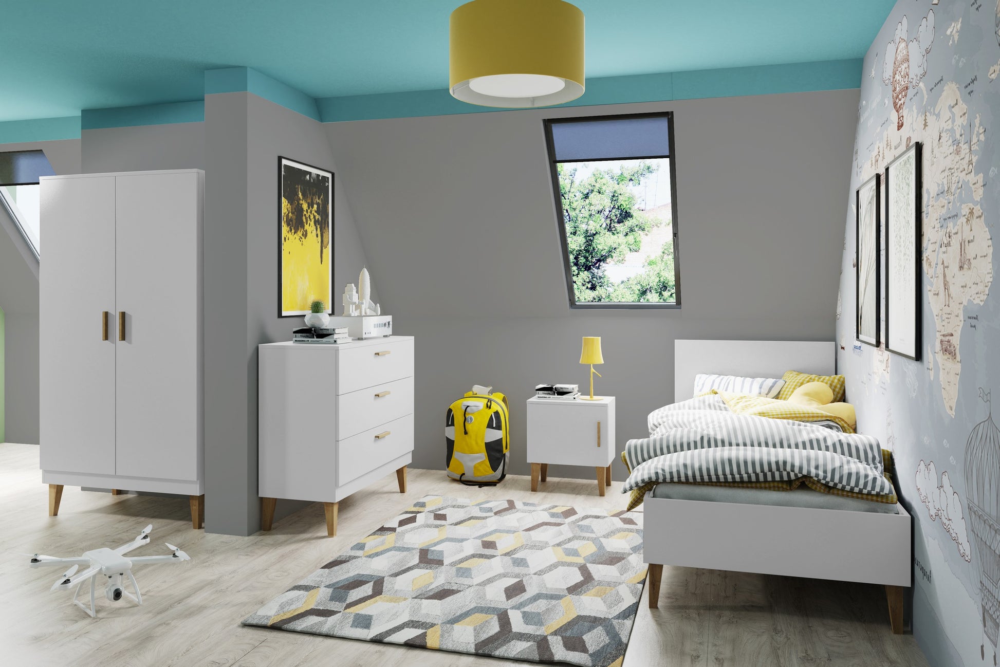 Wardrobe Kubi - White