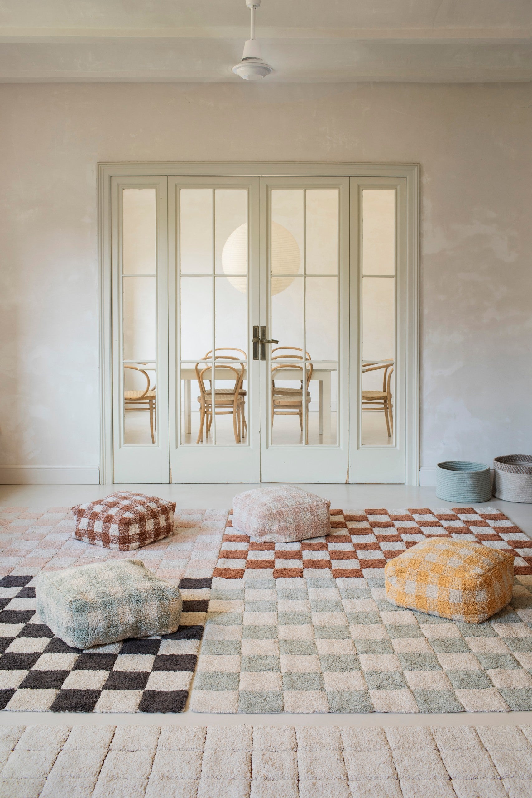 Washable Cotton Rug Kitchen Tiles Rose, 120x160 cm