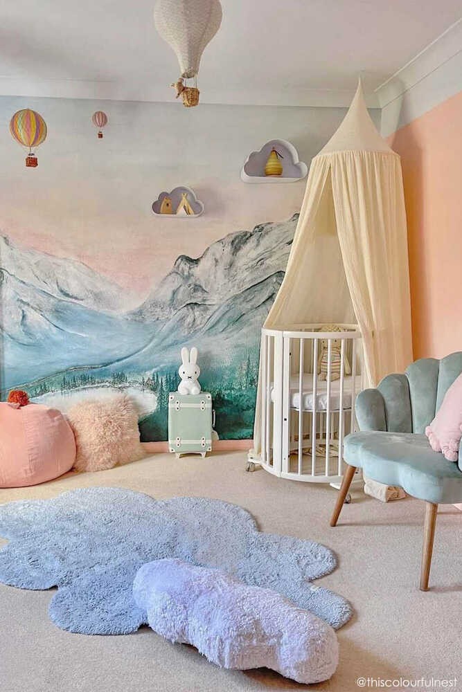 Washable Rug Puffy Dream Blue Cloud, 110 x 170 cm