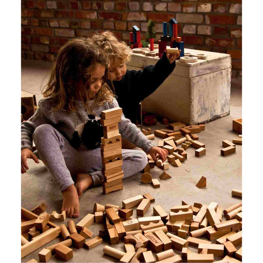 Wooden Blocks in a Box – Natural, 63 pieces