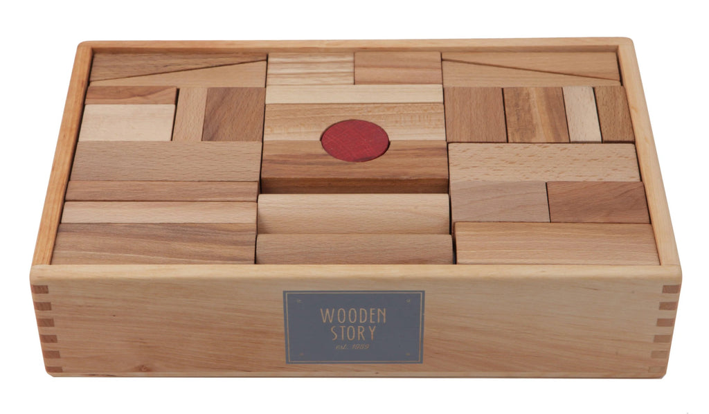 Wooden Blocks in a Box – Natural, 63 pieces